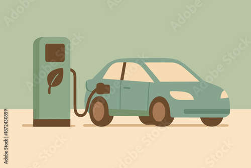Vector charging cyrillic electric style station icon letters brown captions sand car