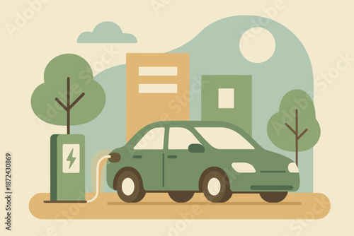 No cable charging eco flat friendly minimal warm soft geometric vector icon