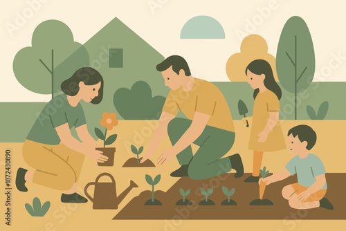 Text gardening sand off green icon full family captions bubbles vector no