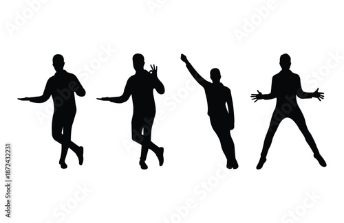 standing man silhouette in different types of position with standing sideways easy to edit and use standing sideways