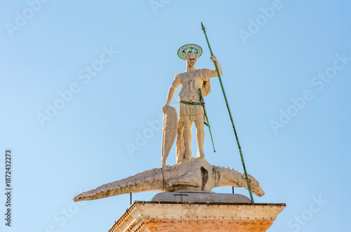 Obraz na płótnie Top of San Todaro column on San Marco square, Venice, Italy