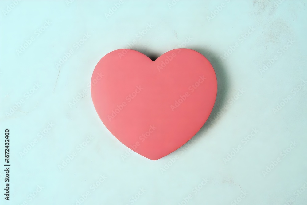 Fototapeta premium Vibrant pink heart on soft blue background for Valentine's Day