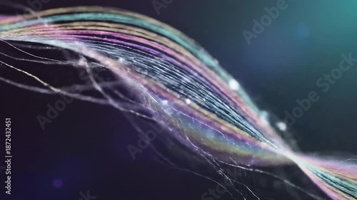 Colorful abstract waves with sparkling particles background animation, Abstract colorful waves with sparkling particles on a dark background