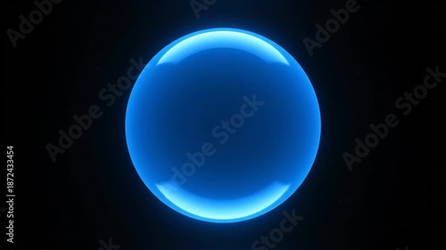Glowing blue sphere floating in dark futuristic space