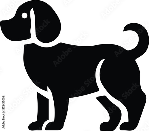 Cute Dog Silhouette Vector Illustration Isolated On White Background Design