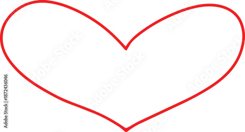 A simple illustration of a red heart shape on a plain white background depicting love and affection
