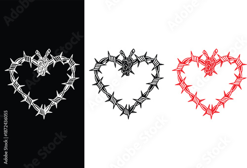 Heart of Barbed Wire - Symbolizing Pain and Protection