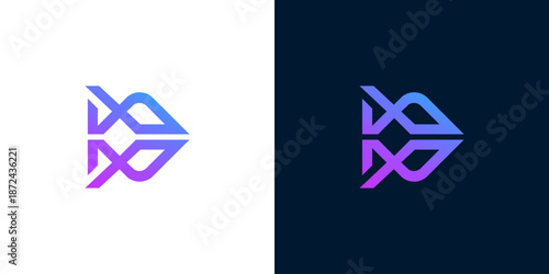 Dynamic abstract geometric logo design featuring fluid flowing lines with a modern vibrant gradient, ideal for innovative technology branding or a sleek digital identity symbol