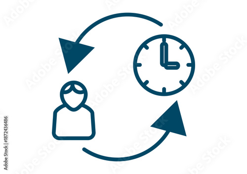 Cycle Arrows Between Person and Time Watch Clock