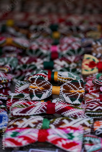 Traditional lithuanian ethnographic hand-woven belts Lithuanian traditional ornament on street market