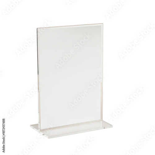 Clear acrylic sign holder isolated on transparent background