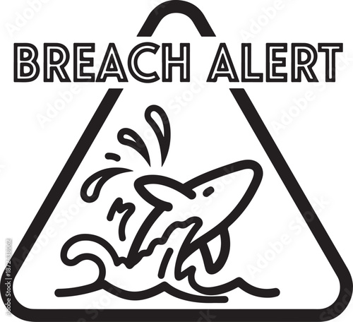 Cyber Security Breach Alert Warning Sign with Shark Attack Concept, Data Vulnerability and Network Threat Notification Illustration