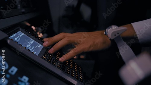 Airline Pilot in Full Motion Flight Simulator