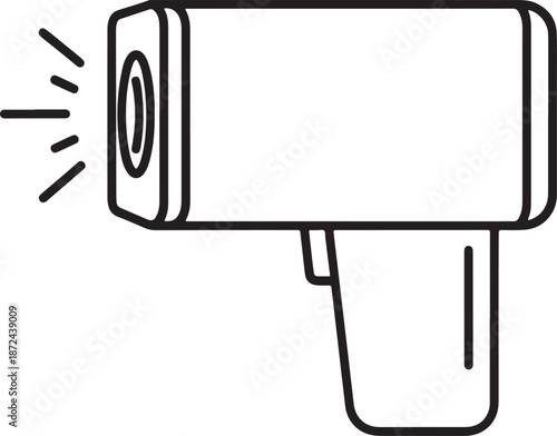 Non-Contact Infrared Thermometer Scanner Icon, Digital Medical Temperature Check and Health Monitoring Technology Concept Illustration