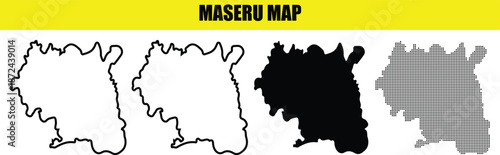 Maseru Map Outline Illustration in Various Styles By Illustration