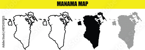Manama Map Highlighting Bahrain on World Map By Illustration