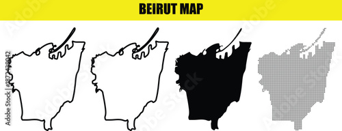 Beirut Map Outline Vector Illustration By Illustration