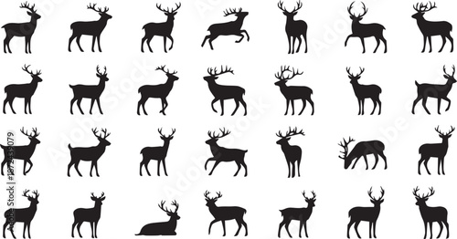 Majestic Deer and Stag Silhouette Collection for Wildlife and Nature Design