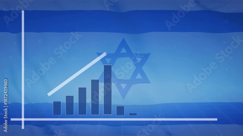 Infographic Business Circular Data Chart Animation on Waving Israel Flag Background