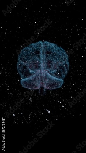 Plexus digital brain rotating in space