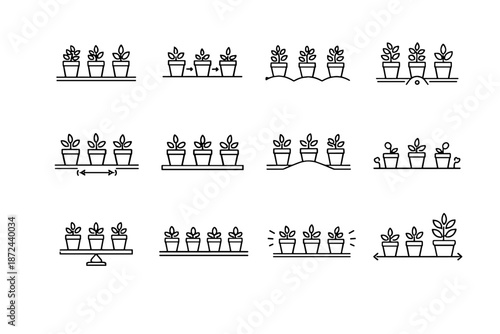 Evenly balanced pots markers simple vector minimalist allowance mindful icon herb icons