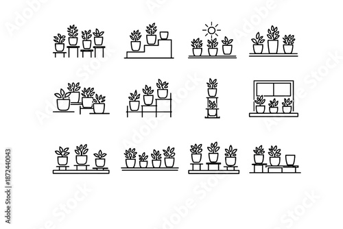 Elevation layering icon visibility solution vector vertical look sill herb pot cue