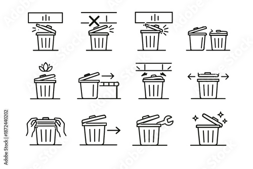 Bin icon opening zone vector practical trash overhead calm warning cabinet lid