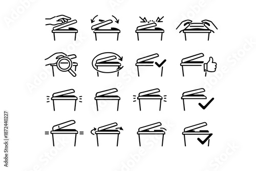 Vector icon collision hand check alignment reliable set opening clean minimalist motion