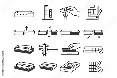 Vector start mindful icon measurements calm ready cutlery tidy tray setup practical