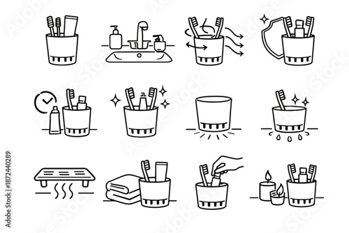 Care surface icon focus icons vector toothbrush start control sink habits holder