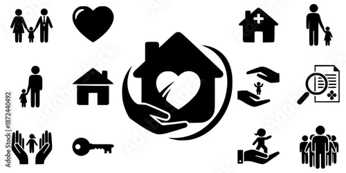 Foster Care Adoption Family Home Silhouette