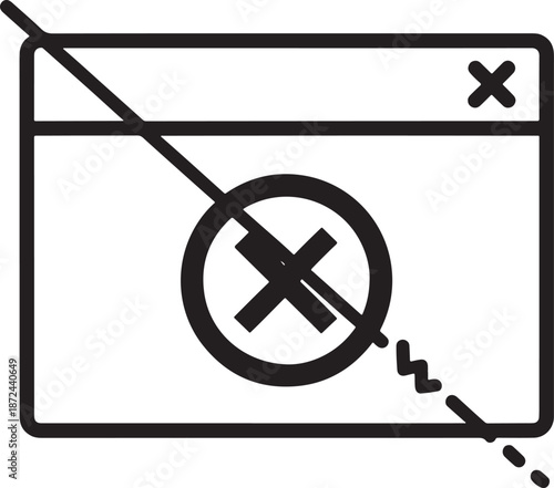 Restricted Website and Blocked Access Icon, Internet Firewall and Content Filter Browser Concept