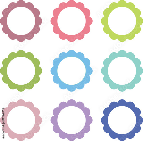 Colorful gear icons in various shades and arrangements
