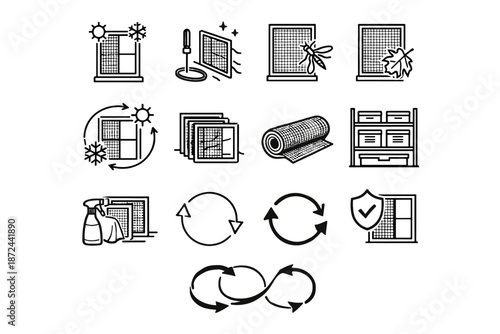 Timing use maintenance vector screen seasonal labeled frame protection insect icon cycle