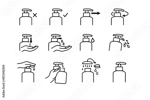 Correct usability icon reduced clean art vector bathroom alignment spills practical pump