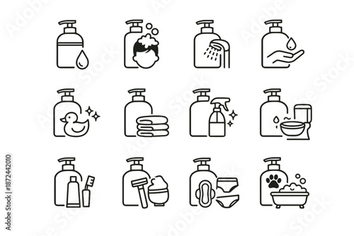 Safety clarity vector bathroom design recognition household icon shape set awareness