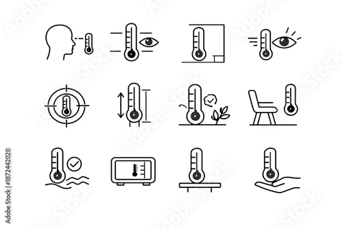 Icons level placement accuracy icon device vector indoor practical positioning thermometer place