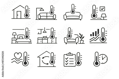 Room vector mindful focus icon comfort icons thermometer daily relevance indoor install