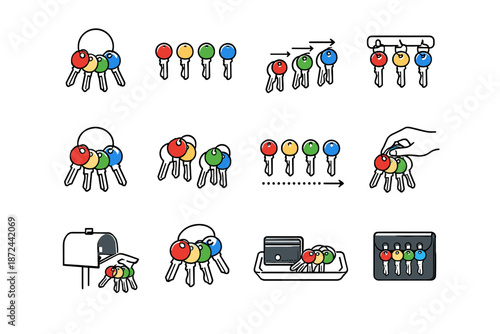 Icon key grouped cue organization vector habit keys mindful tidy coded carry