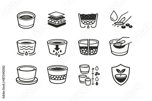 Thoughtful icons plant prevention vector clog clean hole pot over icon separation