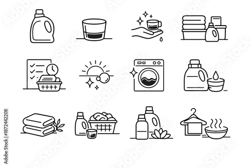 Icon care minimalist gentle dosing routine vector clarity organization laundry clean