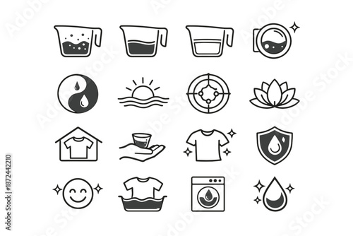 Laundry clarity amount fill deter balanced use vector icon routine soil wash