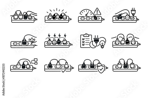 Sockets vector concentration usage icon distribution clean strip connection power tidy icons