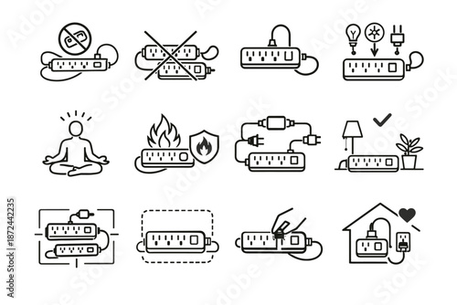 Focus reliable use mindful vector boundary icon crossed strip power safety layout