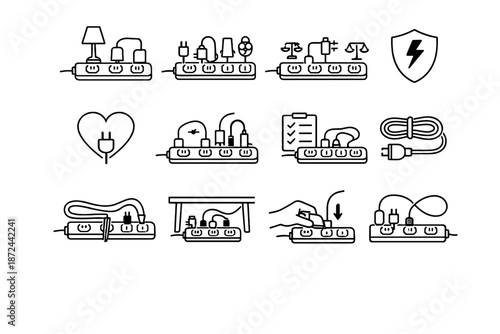 Outlets cue layout spread vector icons safer icon power device efficiency even