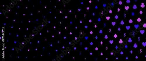 Light Silver, Gray vector pattern with symbol of cards. Glitter abstract sketch with isolated symbols of playing cards. Pattern for ads of parties, events in Vegas.