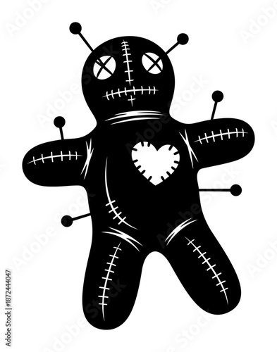 Minimalist Voodoo Doll Silhouette Vector Illustration
