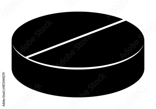 Black Pill Tablet Icon - Minimalist Vector Illustration