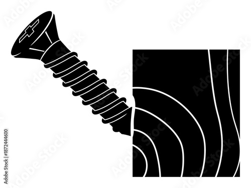 Screw Silhouette - Minimalist Vector Illustration