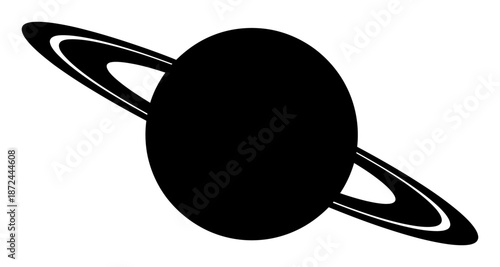 Minimalist Saturn Planet Silhouette Vector Illustration